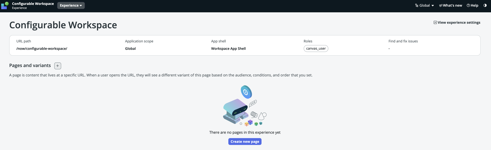 Configurable Workspace experience in UI Builder