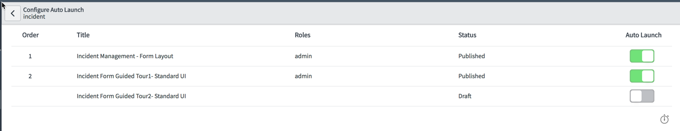 Show users tours with auto-launch enabled, disabled, published, and in draft