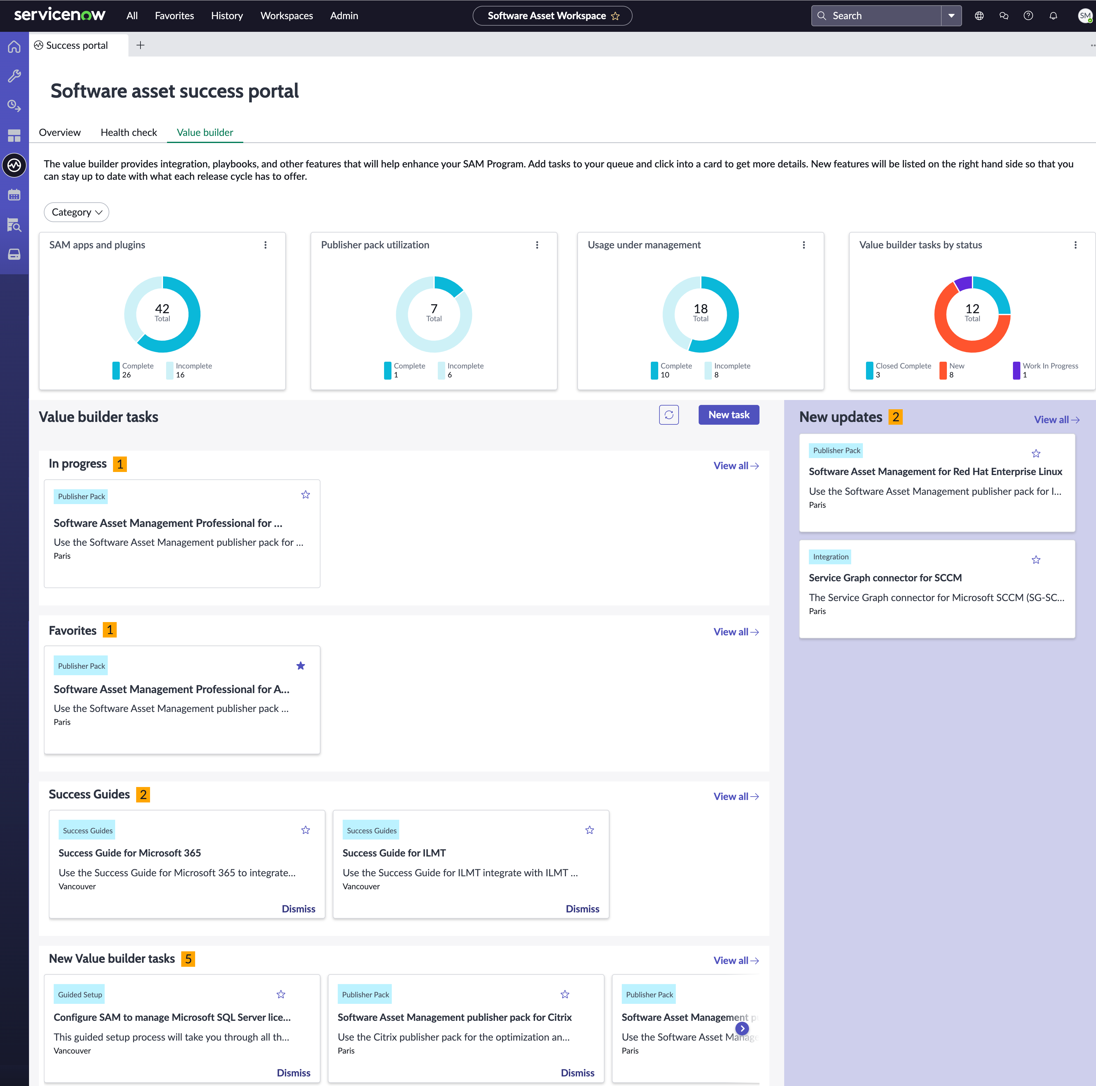 Construtor de valor na exibição do Portal de sucesso.