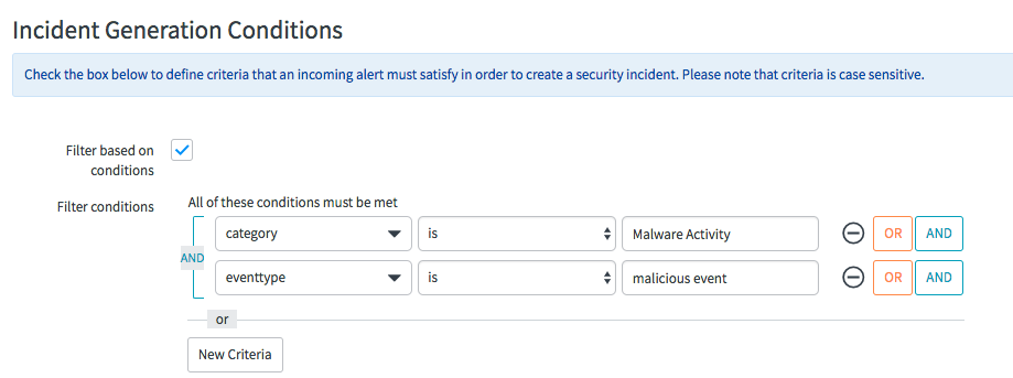 Filter conditions builder.