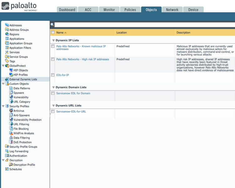 Task: Navigate to the Objects tab to view EDLs.