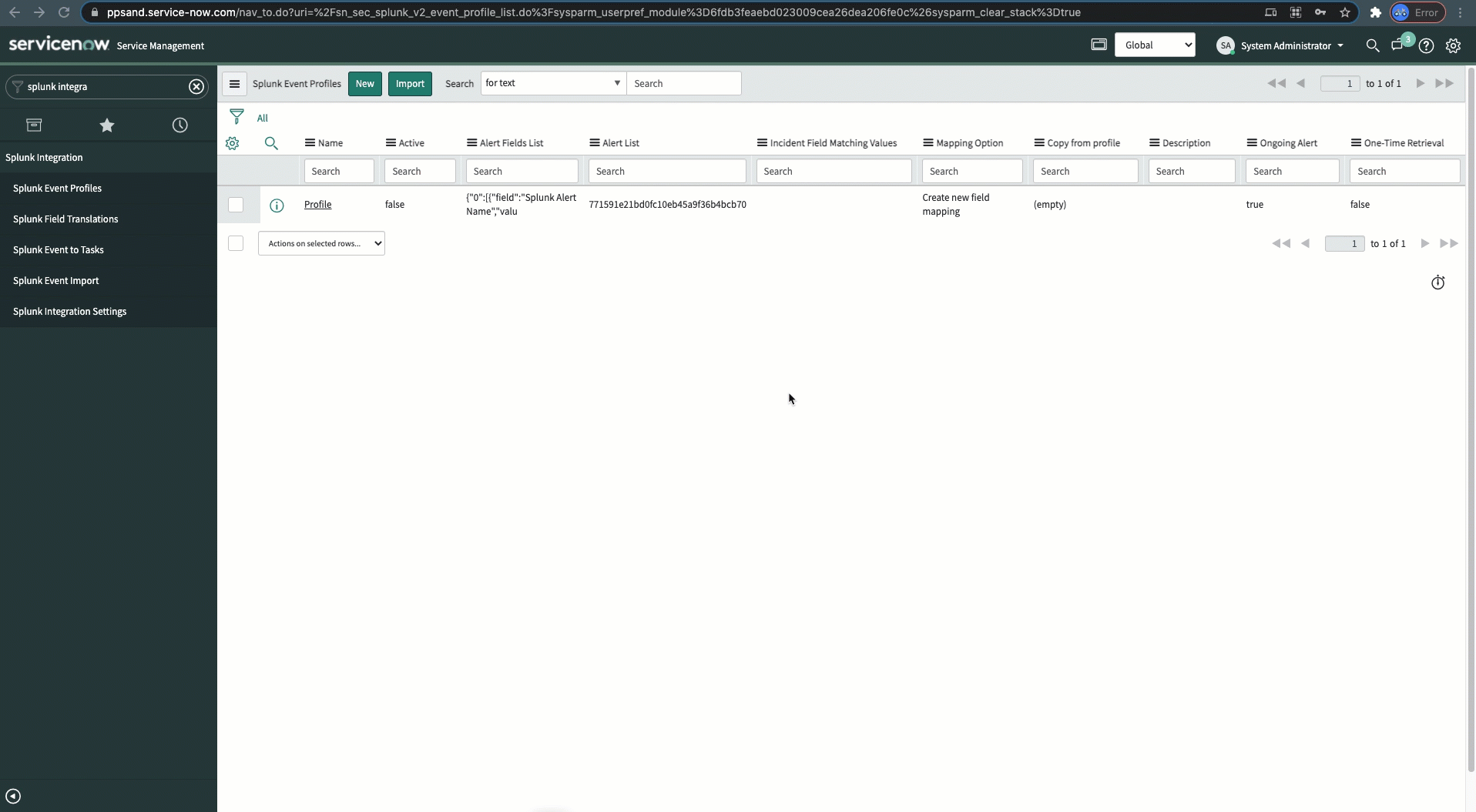 Importing Splunk profiles.
