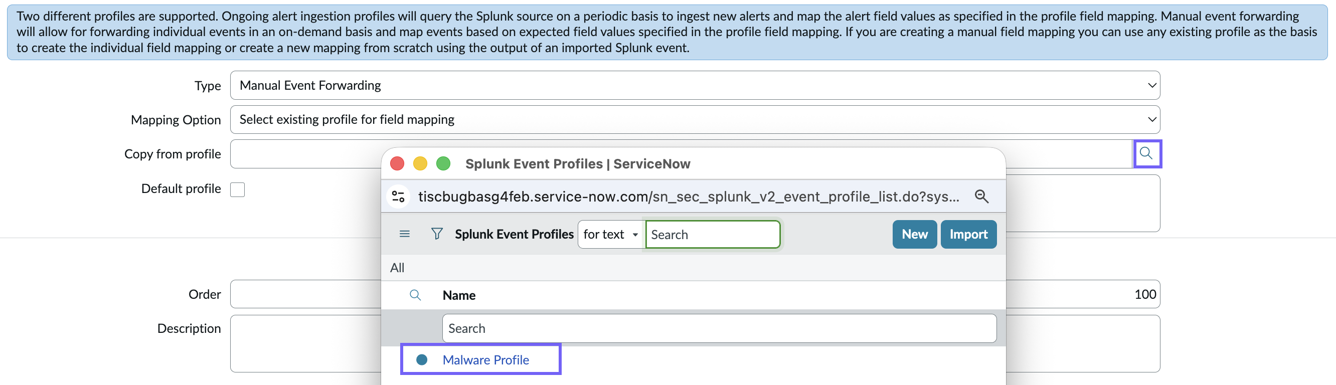 Search icon highlighted for copy existing mapping option.