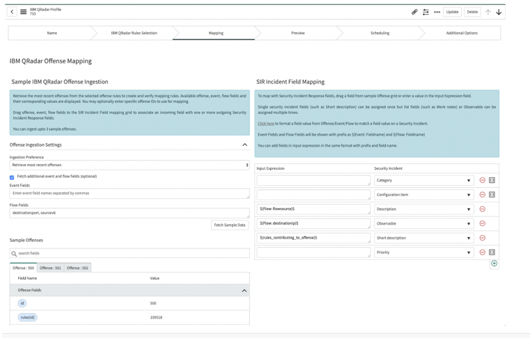 IBM QRadar: Create Profile: Populated Offenses