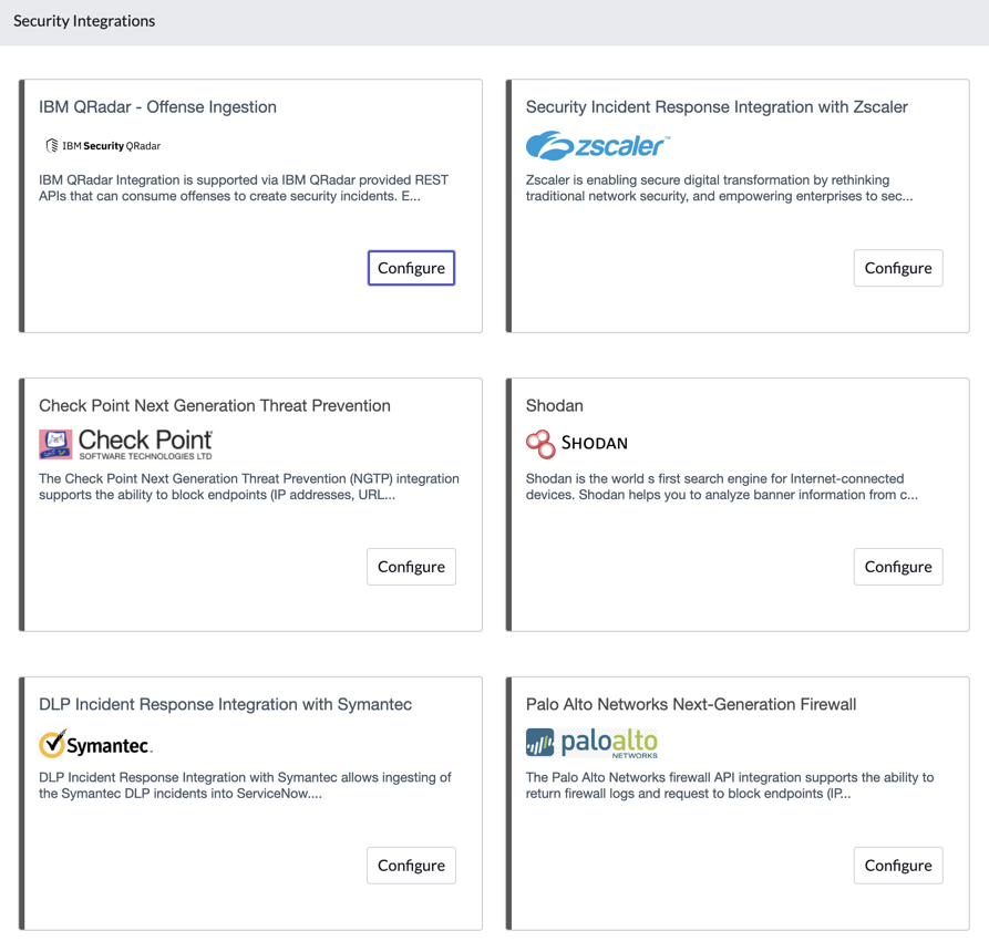Configuration tiles for integrations