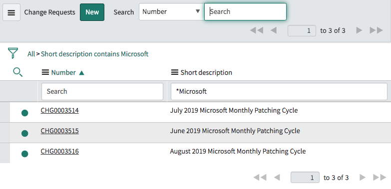 Change request list.
