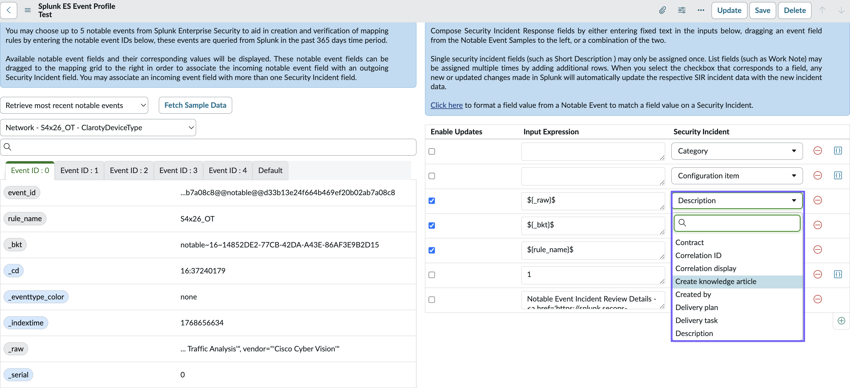 Category field mapping