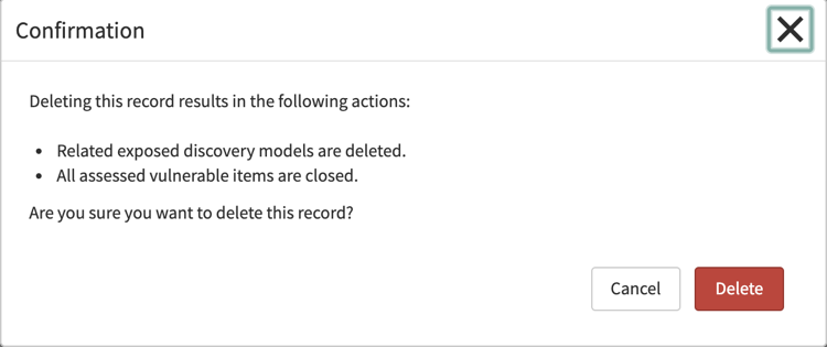Delete confirmation message.
