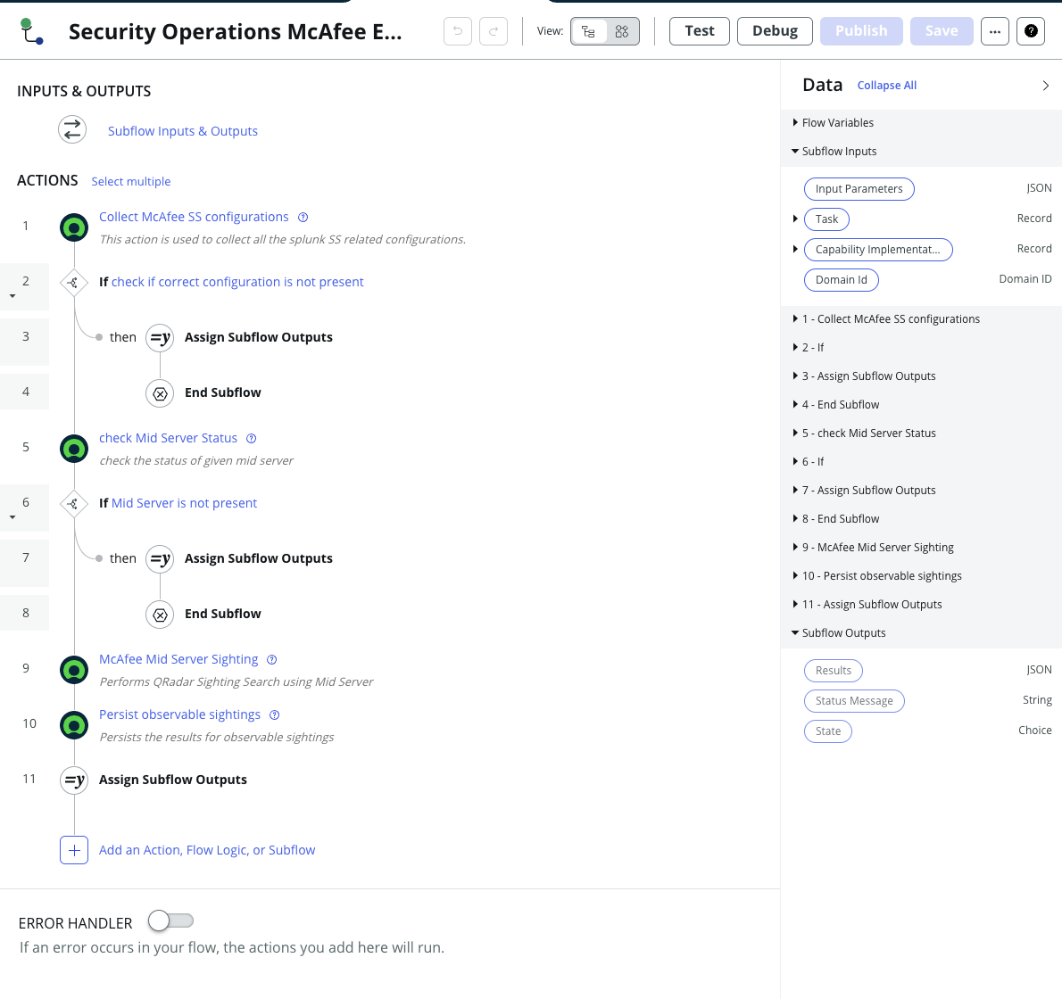 Flow Designer for Security Operations - McAfee ESM Sightings Search