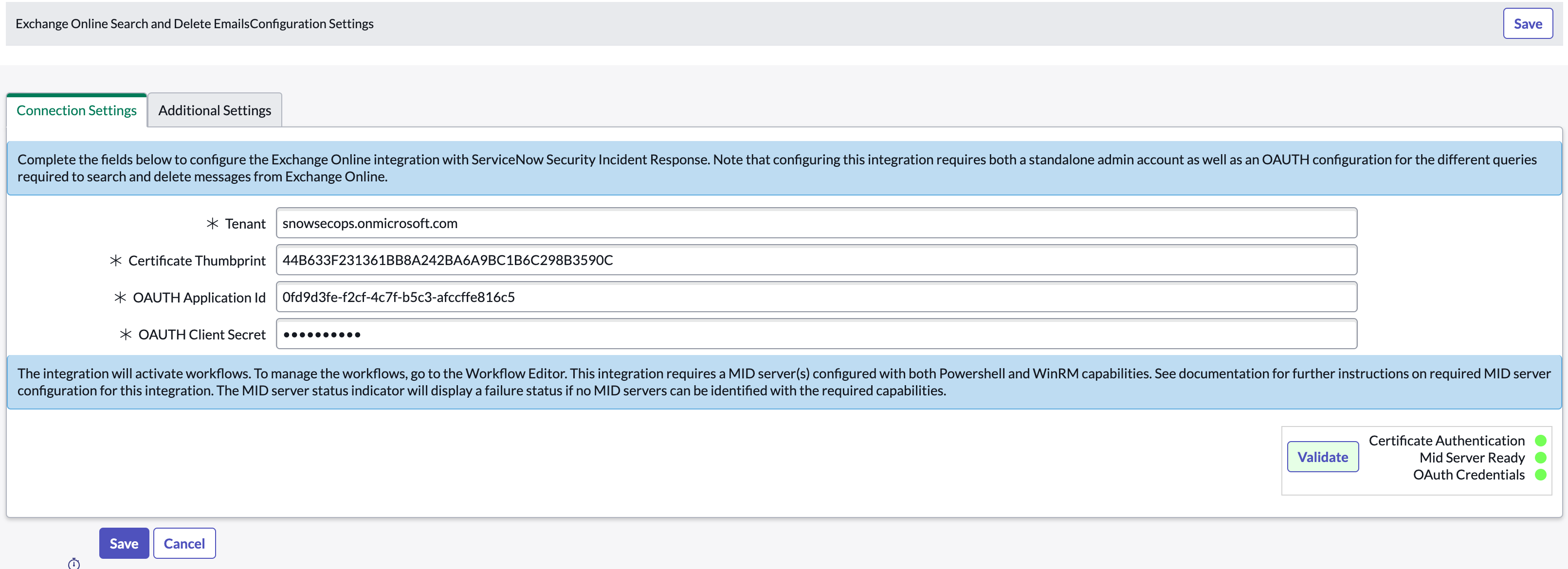 Configure the Connection Settings tab