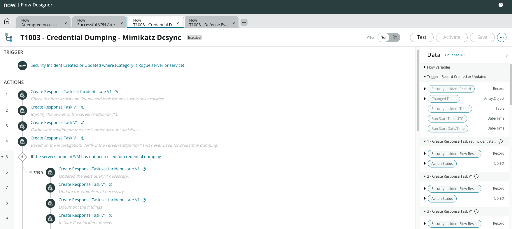 Response task to check whether the server/endpoint/VM was used for credential dumping.