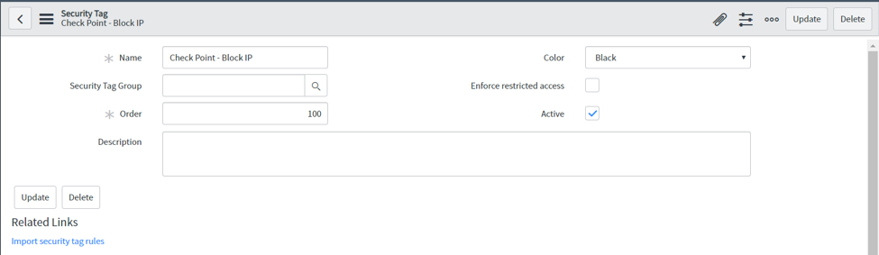 Security Tag form