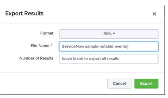 Splunk ES: Export XML file