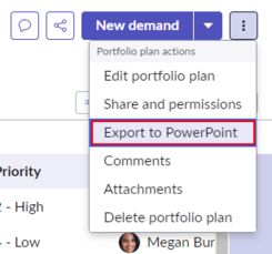 Option In PowerPoint exportieren im Menü „Weitere Optionen“