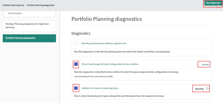 Diagnose für Portfolioplanung.