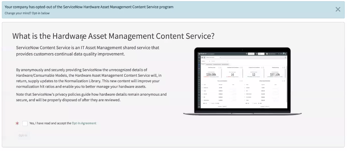 Hardware Asset Management Content Service agreement