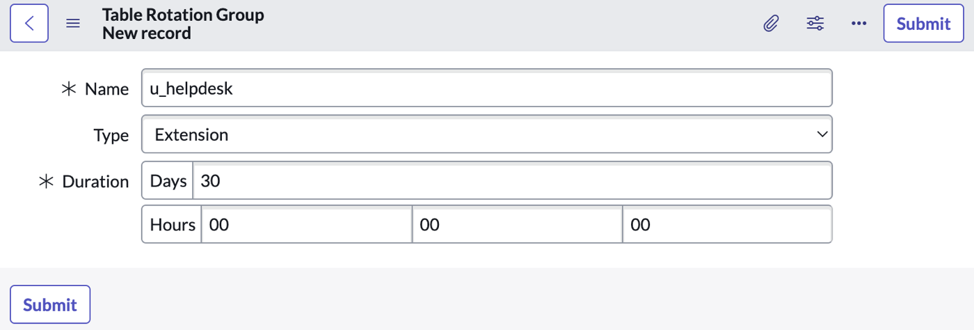 New table extension