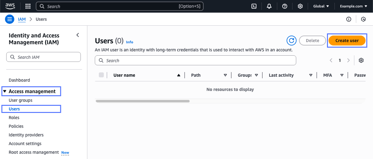 AWS のユーザーページ管理コンソール IAM Web サービス。