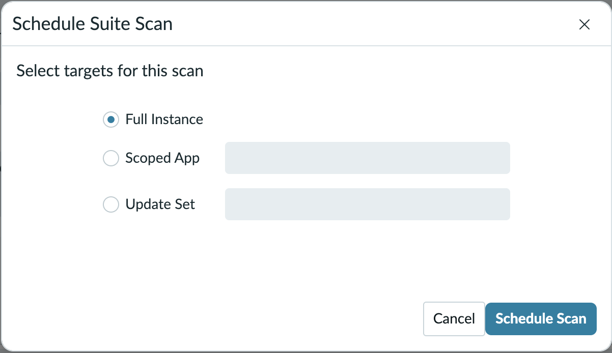 Image showing Schedule Suite Scan modal