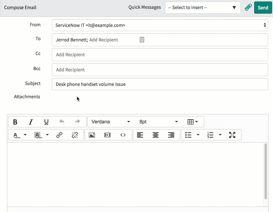Adding quick messages