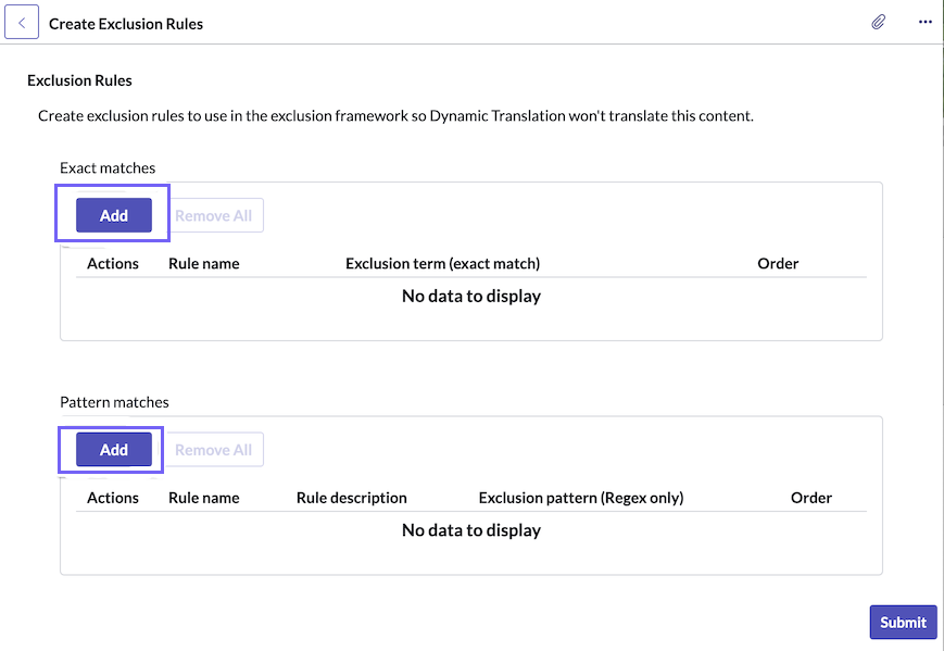 Record producer for Create Exclusion Rules.