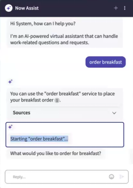 An LLM-generated message appears before auto-executing the first step in the action.