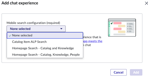List of mobile search configurations for the assistant.