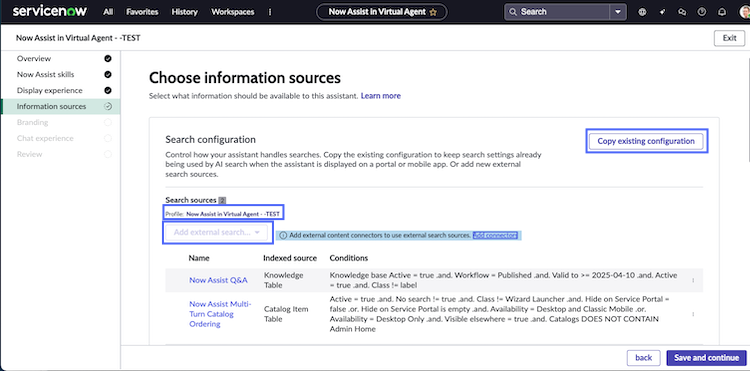 View of the information sources.