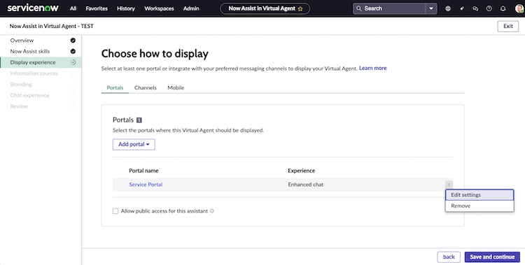 Ellipsis shows edit portal settings or remove a portal.