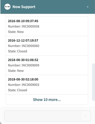 Table in a chat window that displays the 2020 Company Holidays by Holiday and Date.