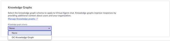 Drop-down list of Knowledge Graph schemas.