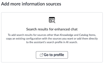 Card with link to add search results for sources other than Knowledge and Catalog items.