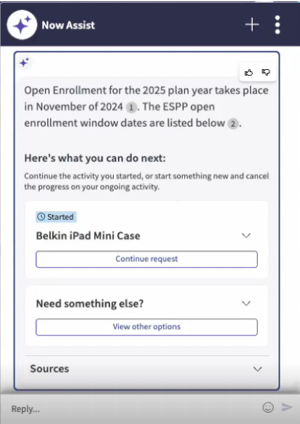 User asks about open enrollment while in the middle of a conversation about ordering an iPad.