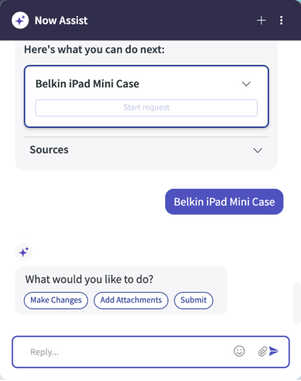 Belkin iPad Mini Case catalog request started and user is presented with options.