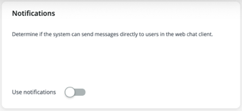 Virtual Agent setting showing Use notifications toggle switch in inactive state.