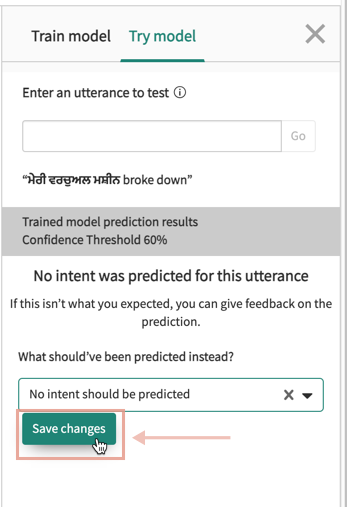 L’utilisateur enregistre les changements, en choisissant de ne pas avoir de prédiction pour l’énoncé que vous avez soumis