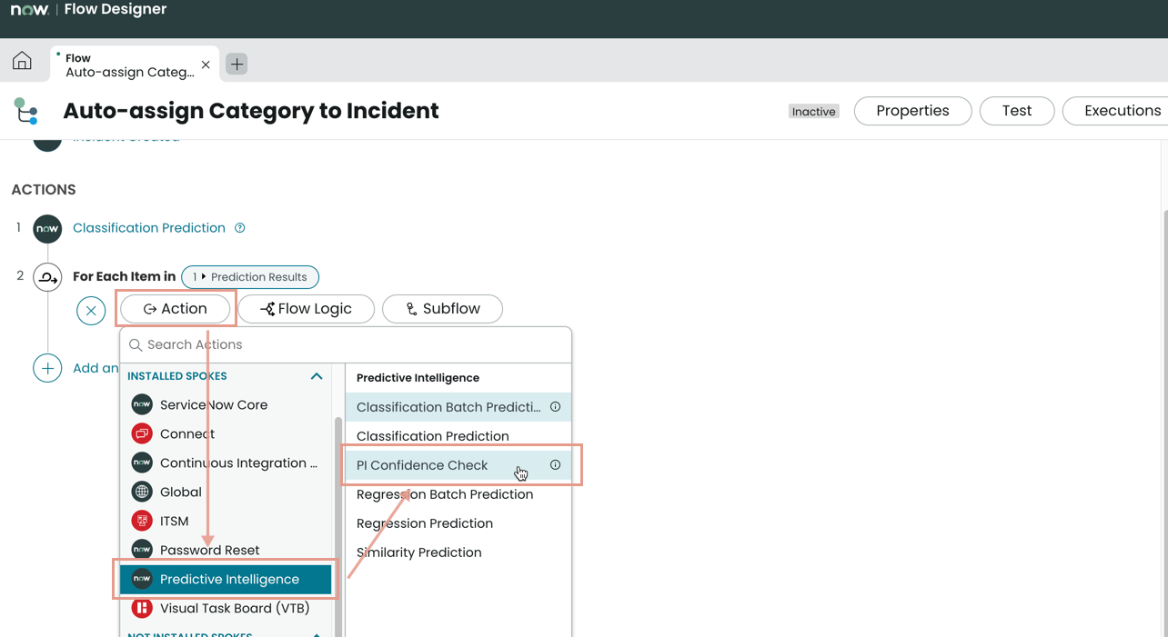 Image montrant comment utiliser PI Confidence Check dans le flux