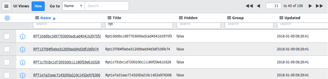 sys_id du rapport Vue de l’interface utilisateur