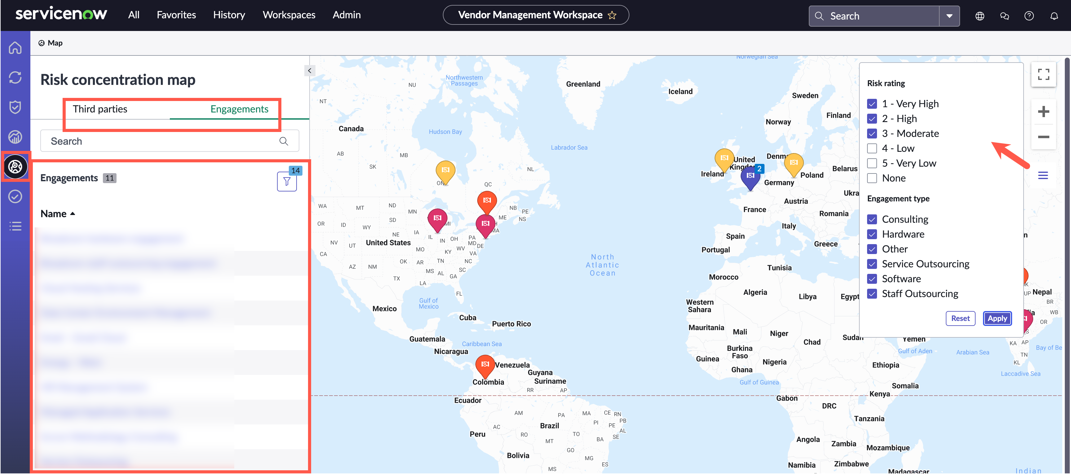 Risk concentration map page.