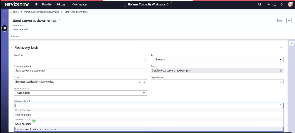 Tasks in the Automated flow field.