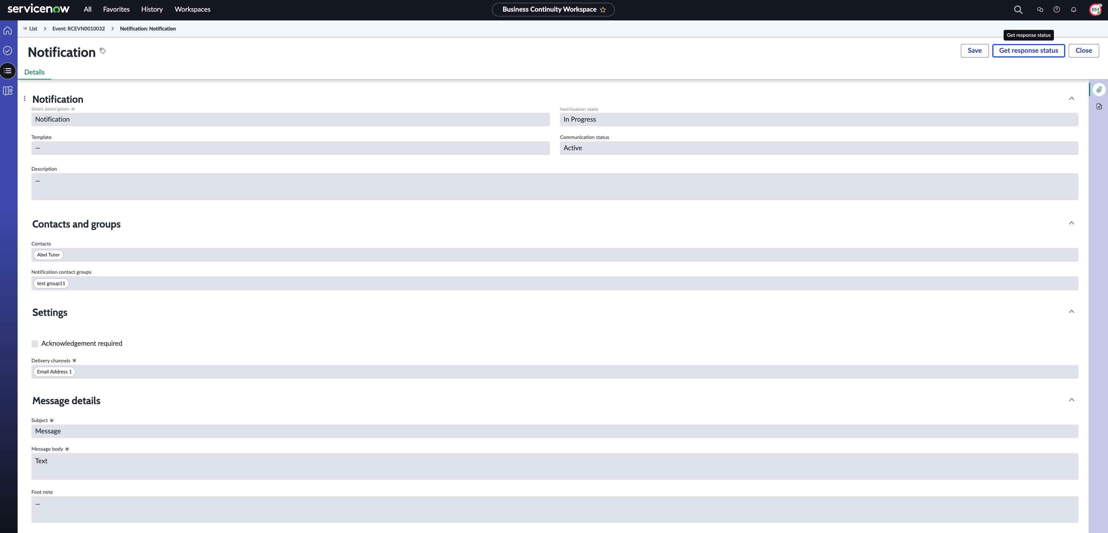 Get response status.