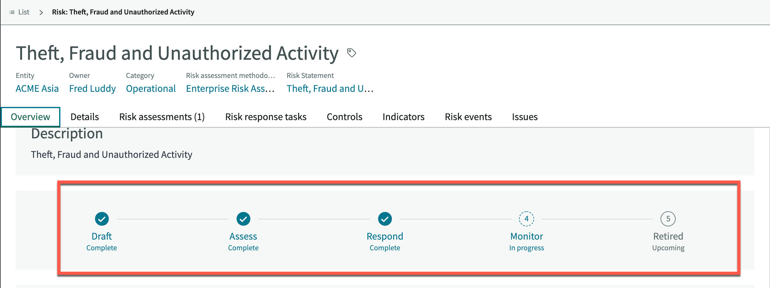 States of a risk with advanced risk assessments enabled.