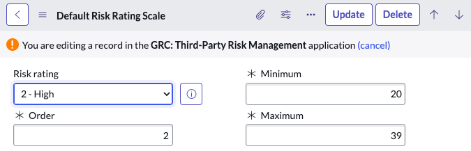 Default Risk Rating Scale form.