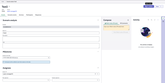 Details tab on the scenario analysis form.