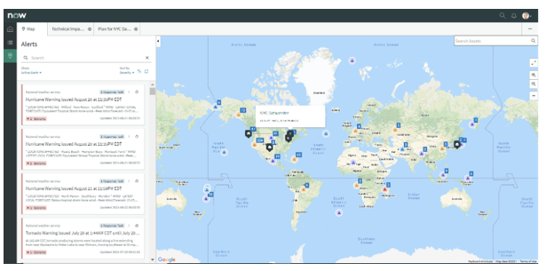 BCM use case: Identify items in the threat radius of an upcoming event.