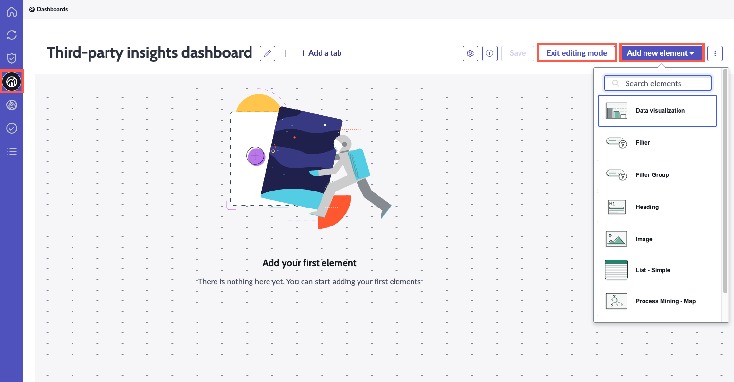 Accessing the Third-party insights dashboard. For the text description, refer to the text that preceded this example.
