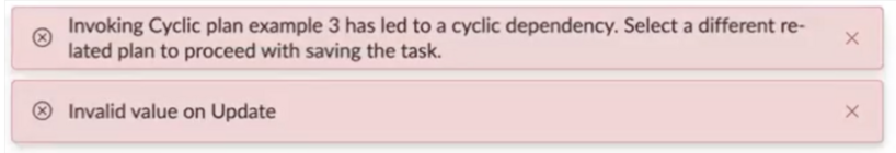 Cyclic plan error message.