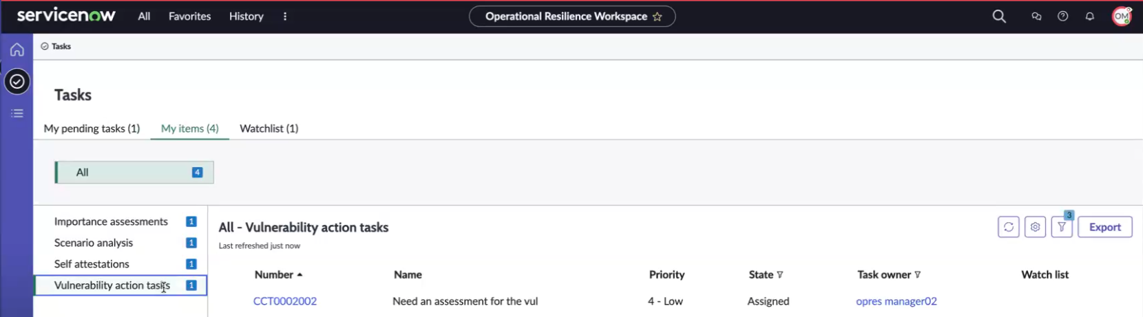 Vulnerability action tasks.