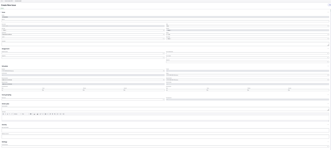 Create an issue that you can add to the scenario analysis.