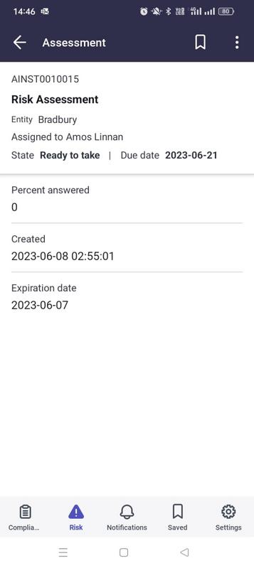 Assessment record details.